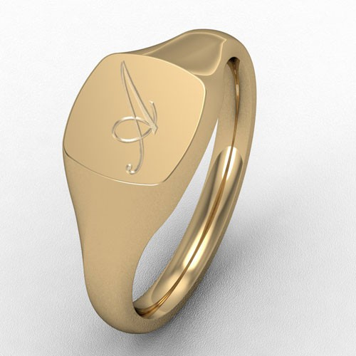 SMALL INITIAL CUSHION SHAPED SIGNET RING