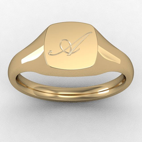 SMALL INITIAL CUSHION SHAPED SIGNET RING