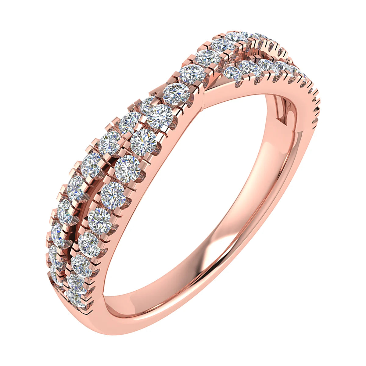 TWIST CROSSOVER MICRO CLAW SET DIAMOND WEDDING ETERNITY RING