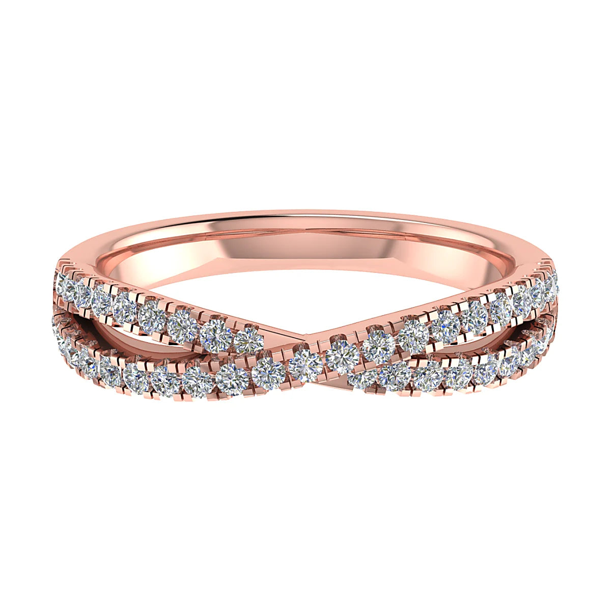 TWIST CROSSOVER MICRO CLAW SET DIAMOND WEDDING ETERNITY RING