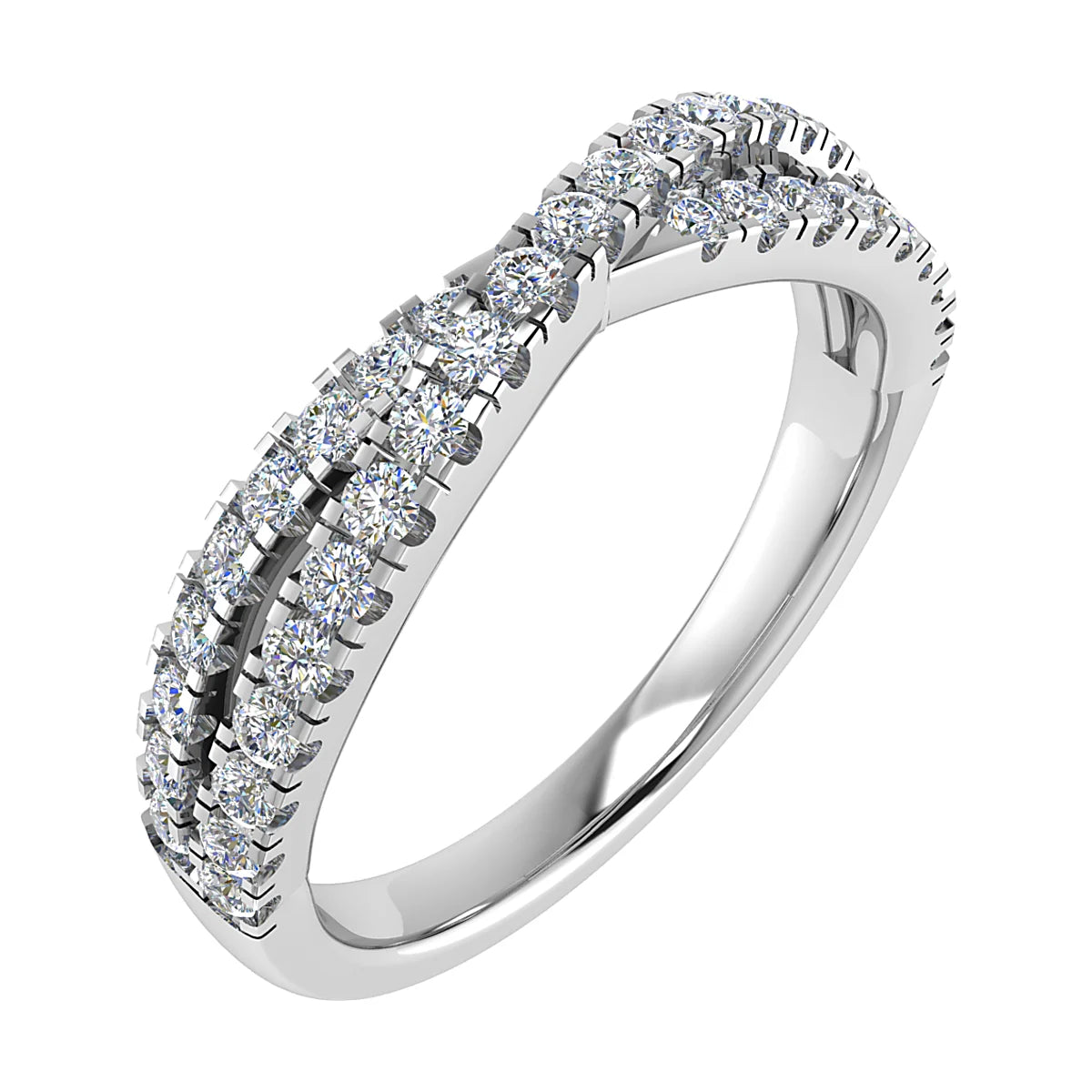 TWIST CROSSOVER MICRO CLAW SET DIAMOND WEDDING ETERNITY RING