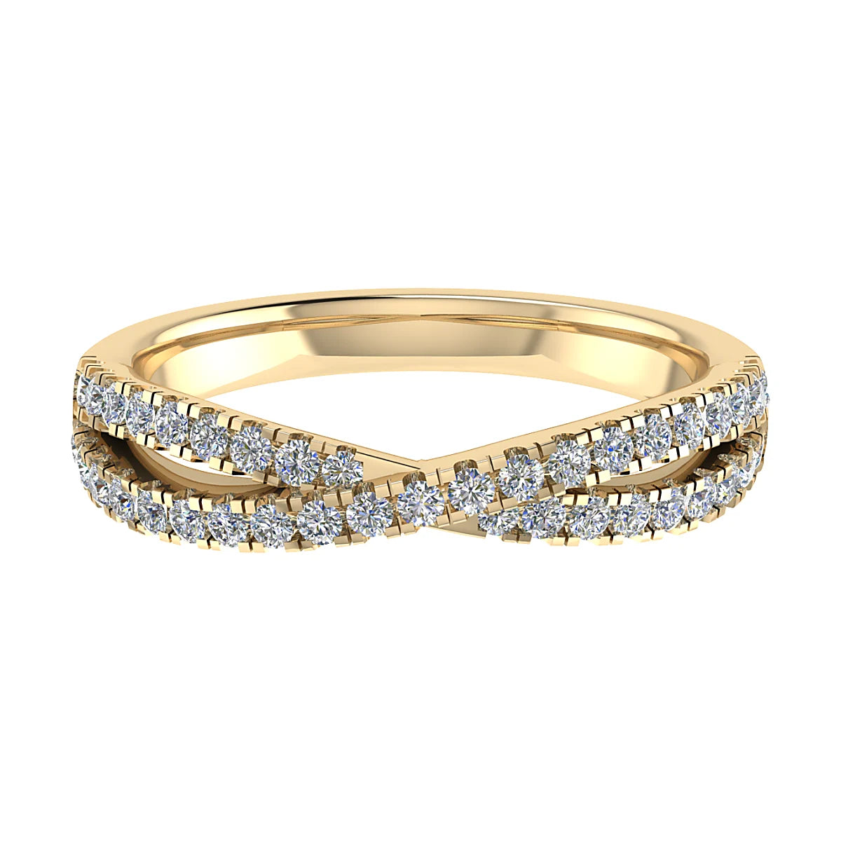 TWIST CROSSOVER MICRO CLAW SET DIAMOND WEDDING ETERNITY RING