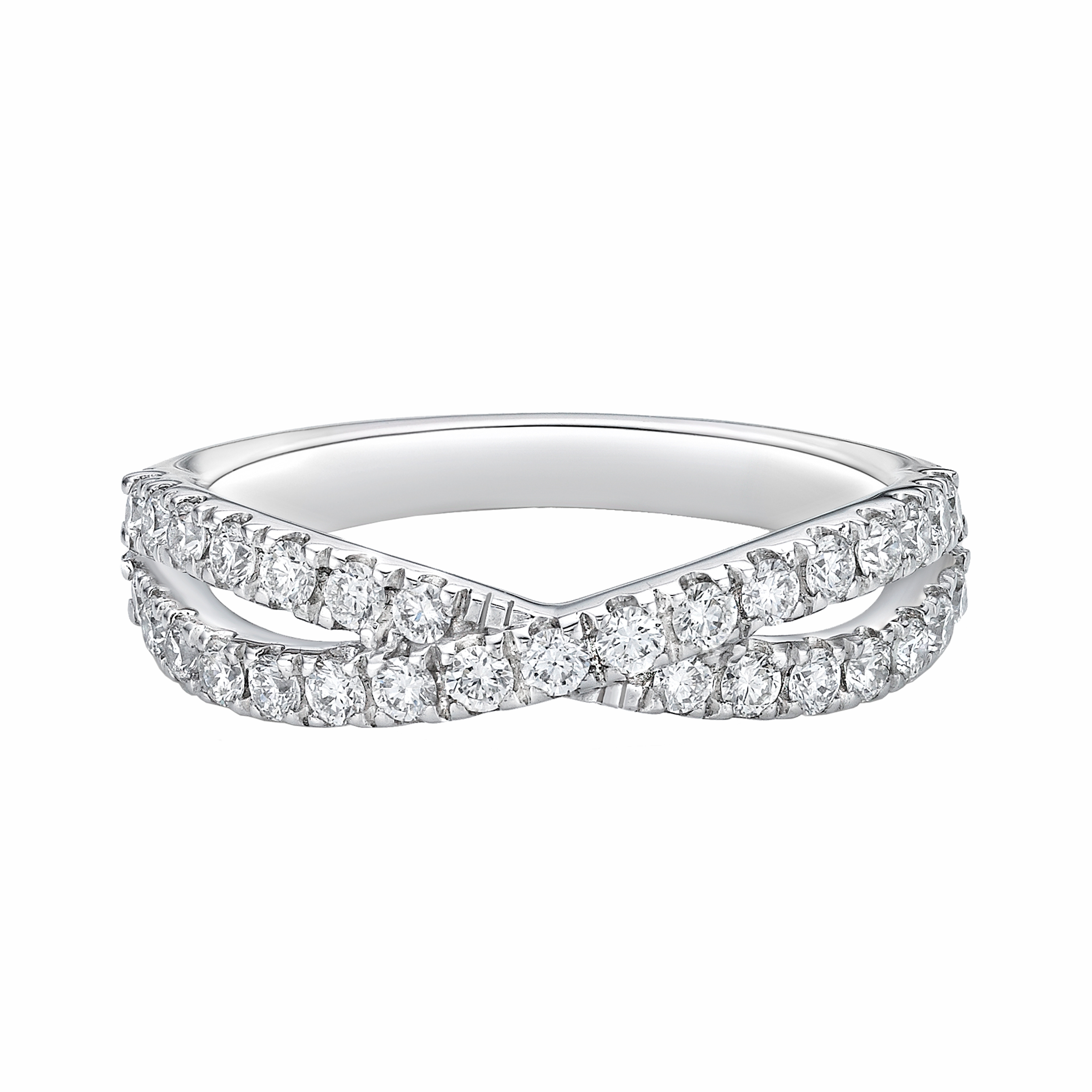 TWIST CROSSOVER MICRO CLAW SET DIAMOND WEDDING ETERNITY RING
