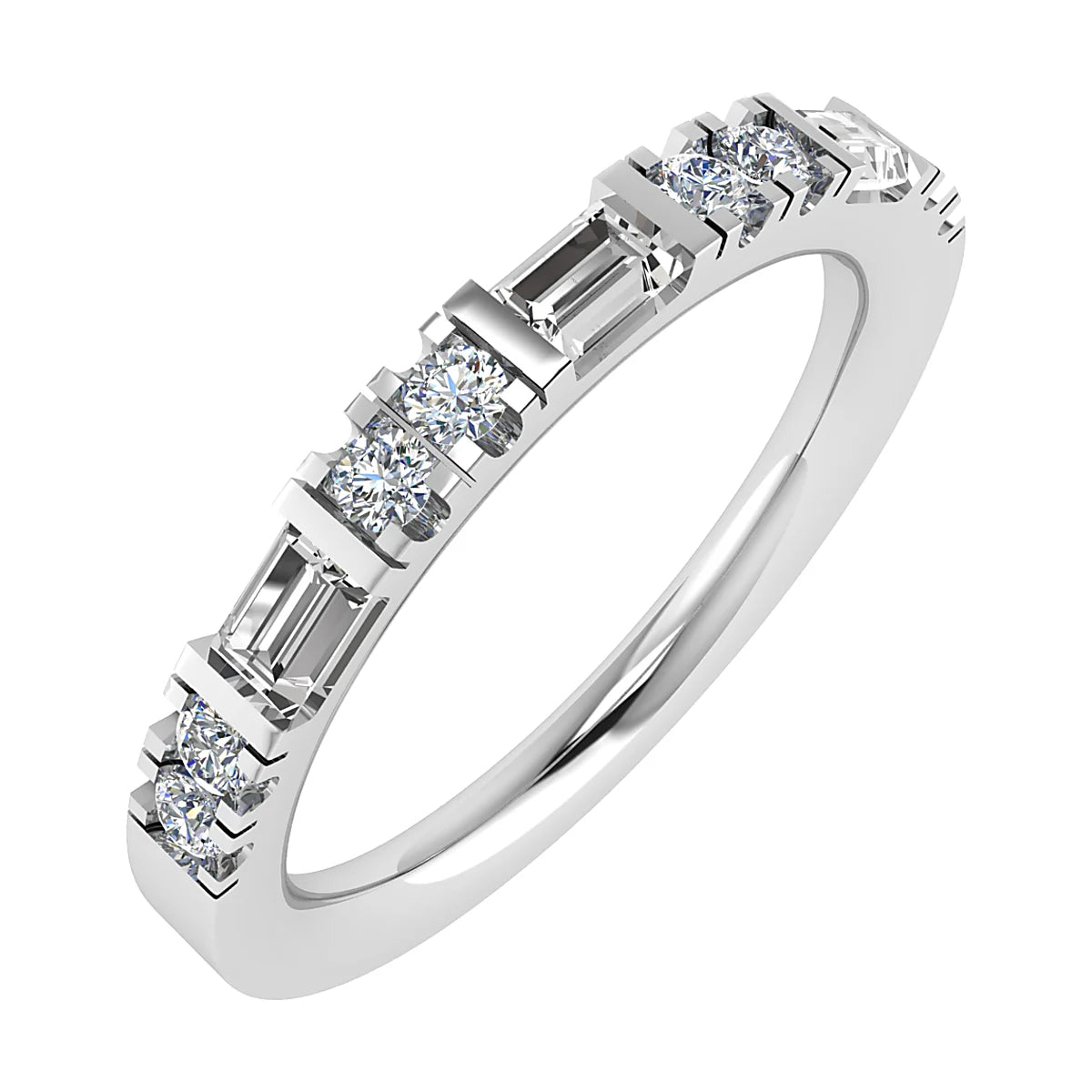 FANCY BAGUETTE AND ROUND DIAMOND ETERNITY/ WEDDING RING