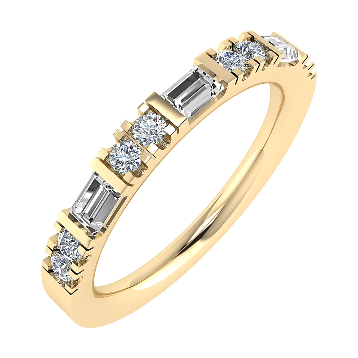 FANCY BAGUETTE AND ROUND DIAMOND ETERNITY/ WEDDING RING
