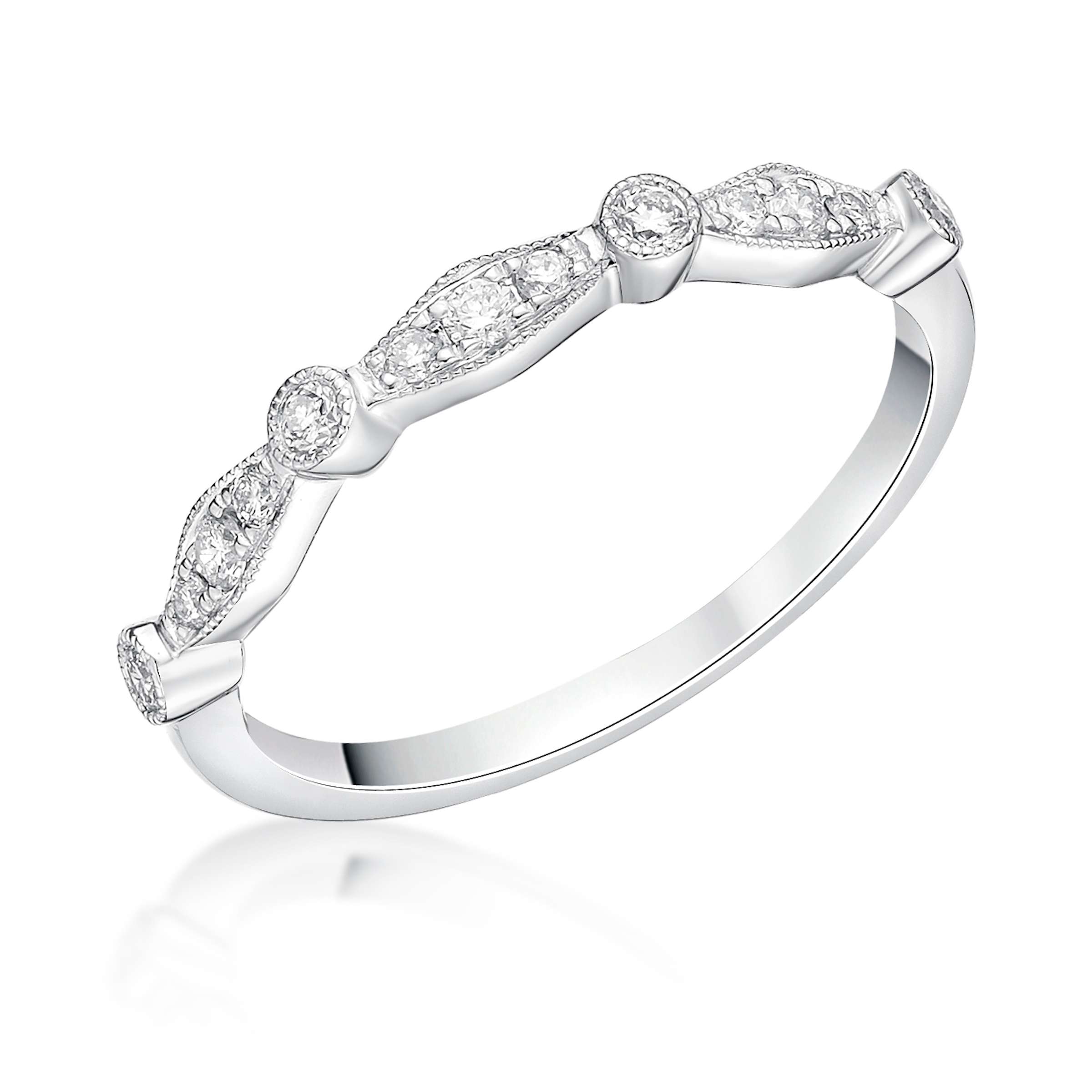 VINTAGE INSPIRED ROUND BRILLIANT CUT DIAMOND WEDDING ETERNITY RING