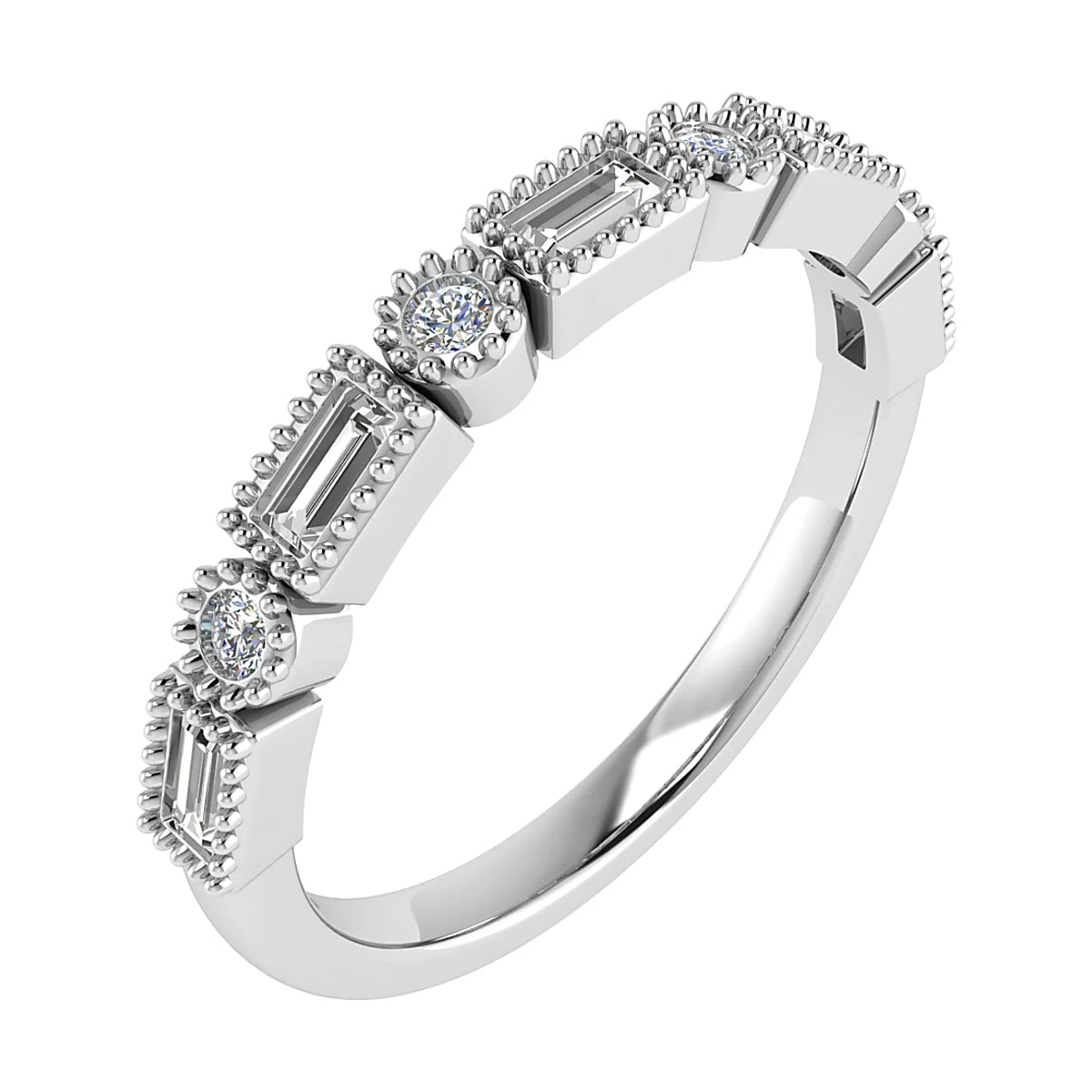 VINTAGE INSPIRED MIXED CUT DIAMOND WEDDING ETERNITY RING