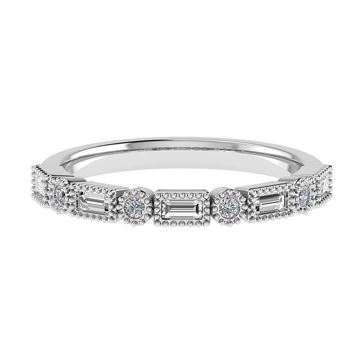 VINTAGE INSPIRED MIXED CUT DIAMOND WEDDING ETERNITY RING