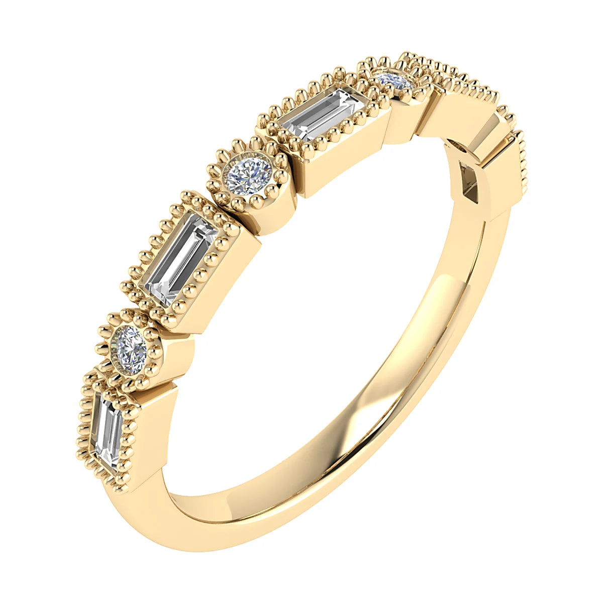 VINTAGE INSPIRED MIXED CUT DIAMOND WEDDING ETERNITY RING