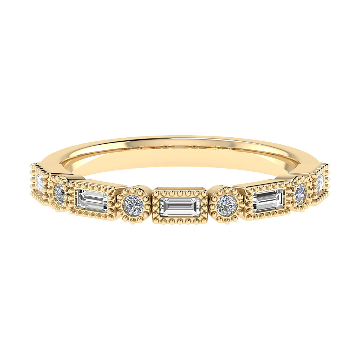 VINTAGE INSPIRED MIXED CUT DIAMOND WEDDING ETERNITY RING