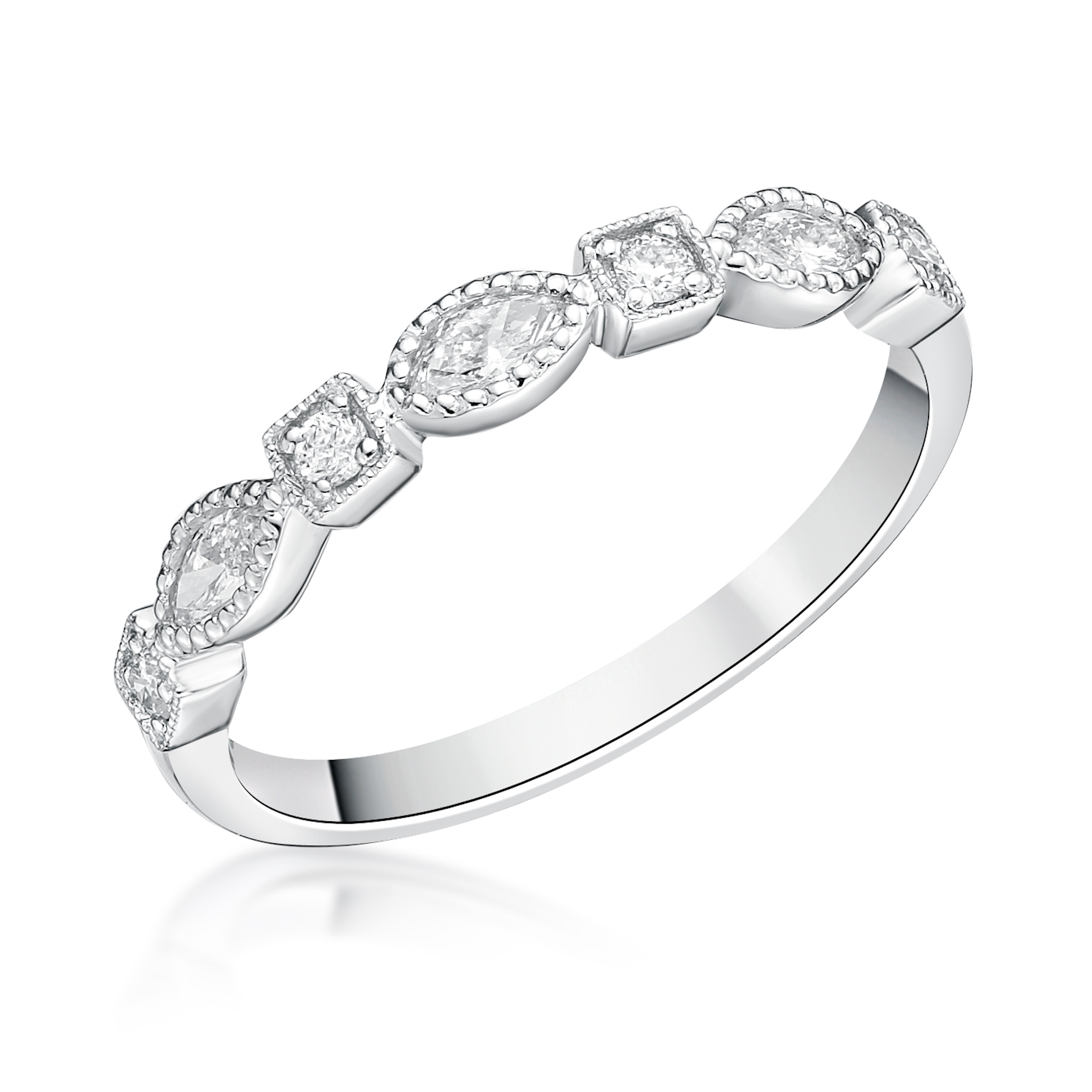 VINTAGE INSPIRED MIXED CUT DIAMOND WEDDING ETERNITY RING