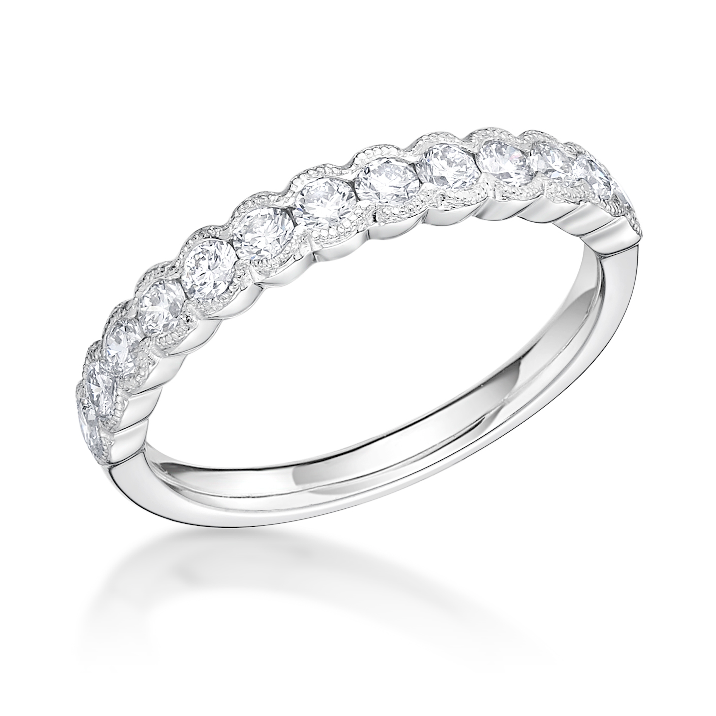 VINTAGE INSPIRED ROUND BRILLIANT DIAMOND SET WEDDING ETERNITY RING