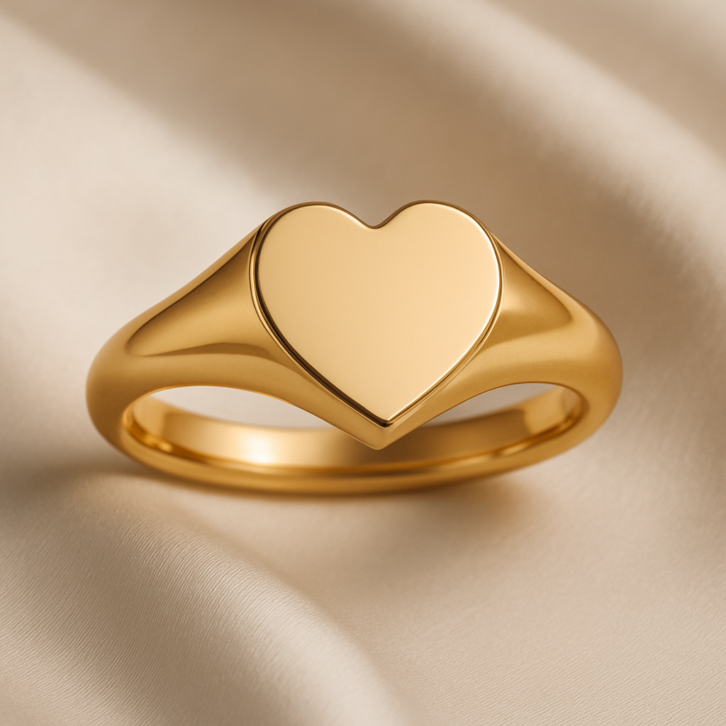Medium Heart Shaped 10mm x 10mm Women's Signet Ring