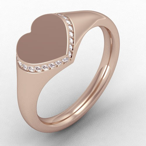 DIAMOND HEART SHAPED HEAD SIGNET RING