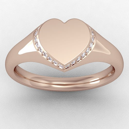 DIAMOND HEART SHAPED HEAD SIGNET RING