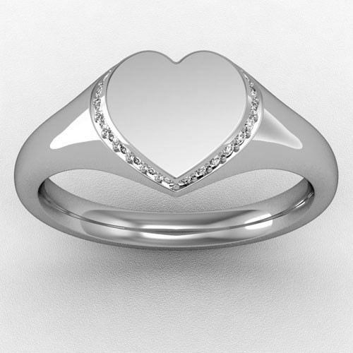 DIAMOND HEART SHAPED HEAD SIGNET RING