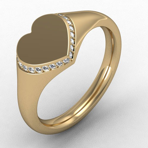 DIAMOND HEART SHAPED HEAD SIGNET RING