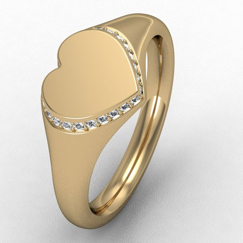 DIAMOND HEART SHAPED HEAD SIGNET RING