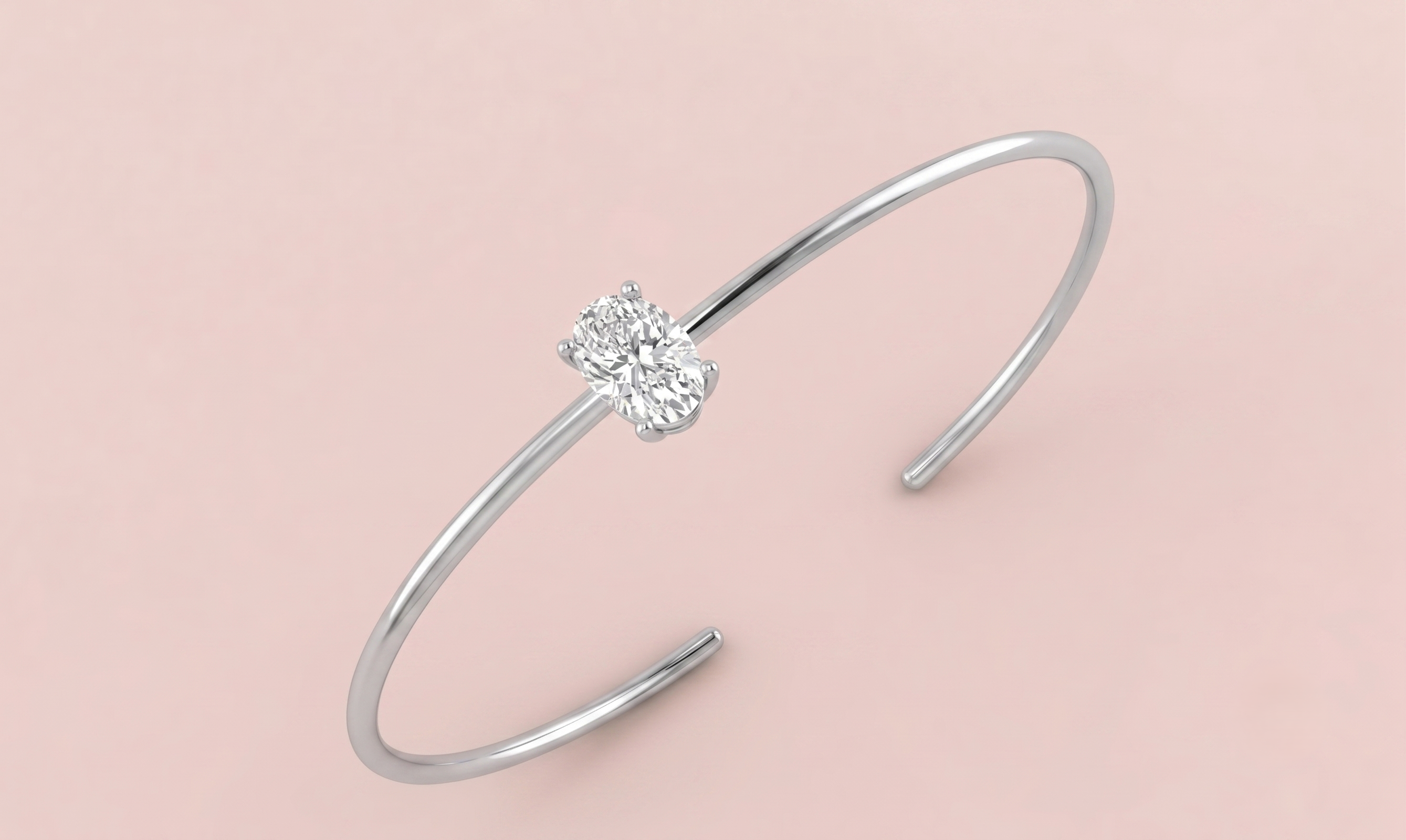Oval Lab Grown Diamond Open Bangle 1ct - 9ct & 18ct Gold