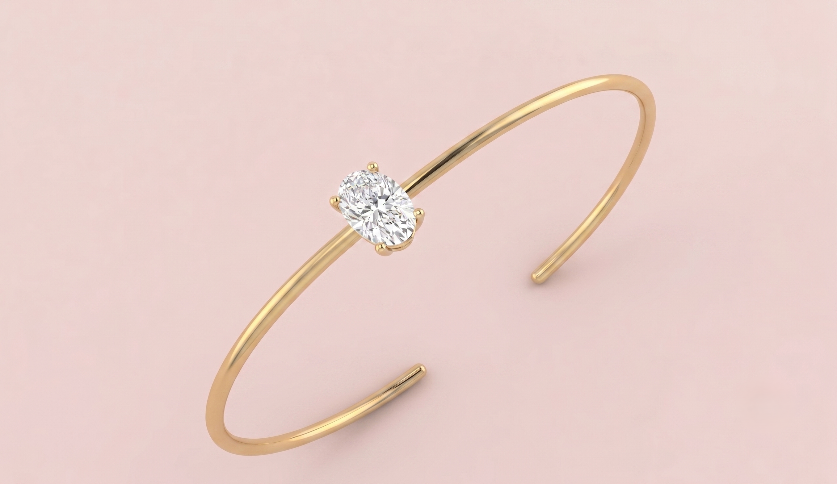 Oval Lab Grown Diamond Open Bangle 1ct - 9ct & 18ct Gold