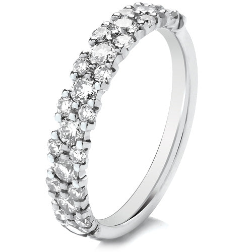 MULTISTONE DIAMOND WEDDING / ETERNITY RING WITH TAPERED BAND