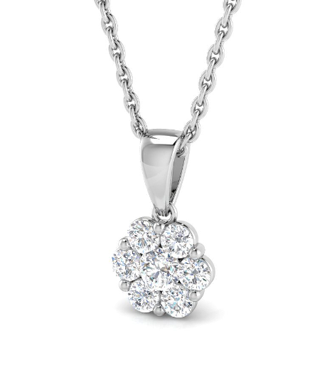 DIAMOND CLUSTER FLOWER PENDANT NECKLACE