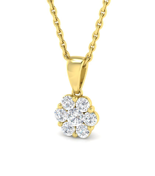 DIAMOND CLUSTER FLOWER PENDANT NECKLACE