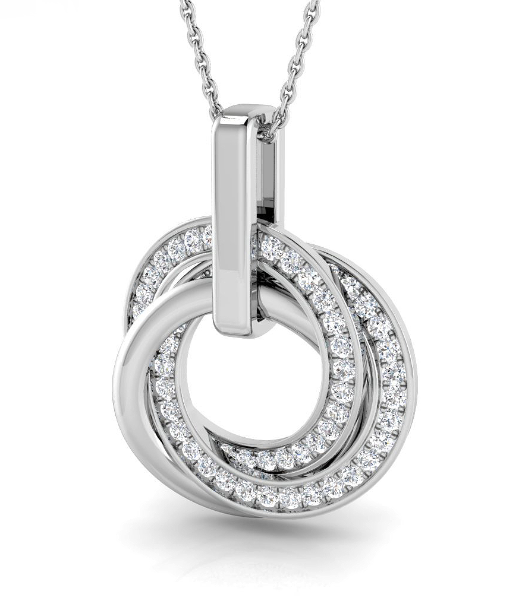 HARROGATE ENTWIND CIRCLE DIAMOND PENDANT NECKLACE