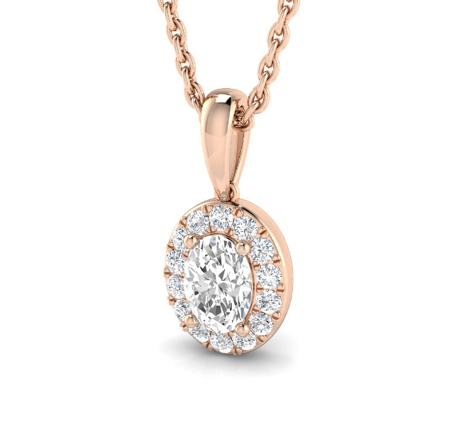 DIAMOND OVAL HALO PENDANT NECKLACE