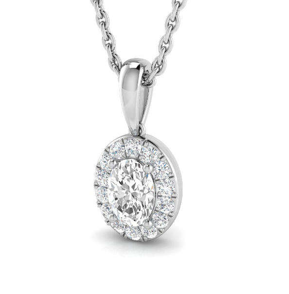 DIAMOND OVAL HALO PENDANT NECKLACE