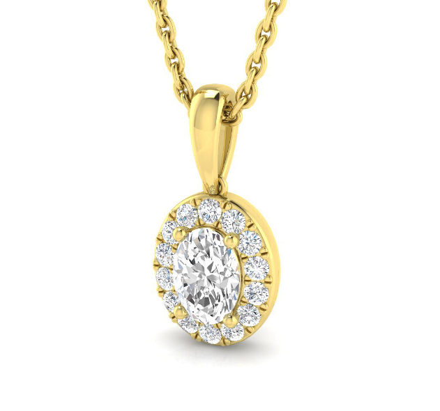 DIAMOND OVAL HALO PENDANT NECKLACE