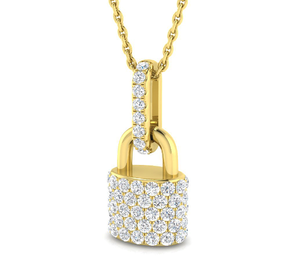 DIAMOND PADLOCK PENDANT GOLD NECKLACE HARROGATE