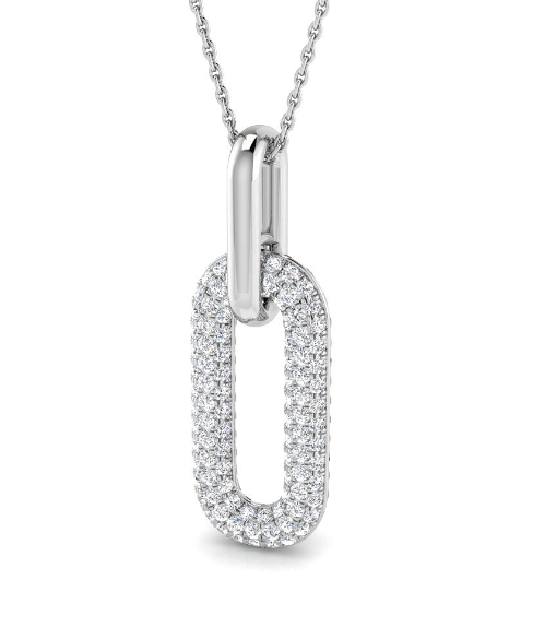 DIAMOND PAPERCLIP LINK PENDANT NECKLACE HARROGATE