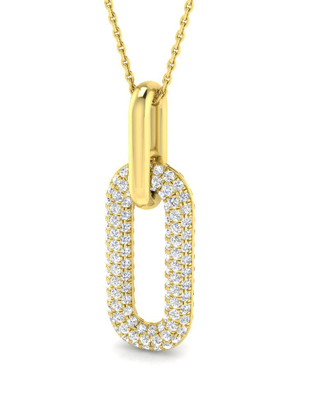 DIAMOND PAPERCLIP LINK PENDANT NECKLACE HARROGATE