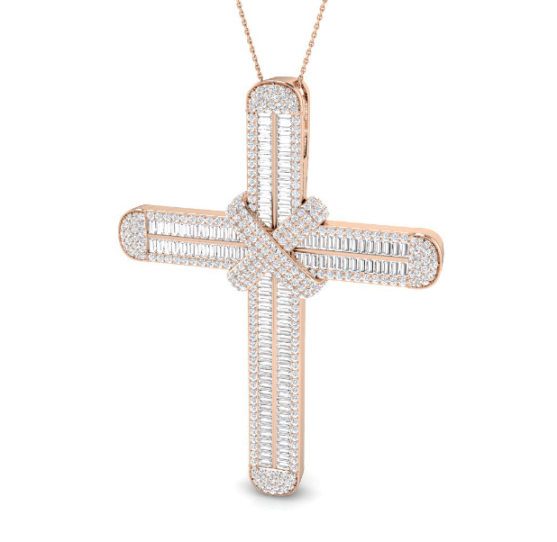 FINE BAGUETTE DIAMOND CROSS PENDANT