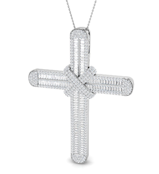 FINE BAGUETTE DIAMOND CROSS PENDANT