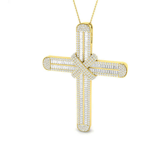 FINE BAGUETTE DIAMOND CROSS PENDANT