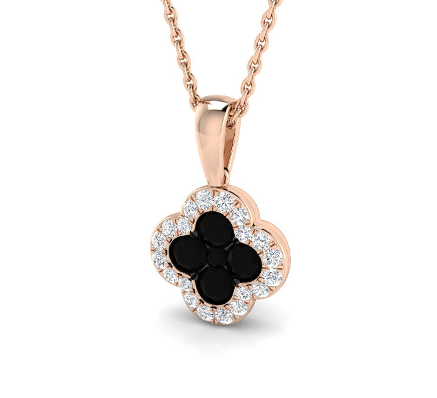 BLACK DIAMOND CLOVER PENDANT NECKLACE