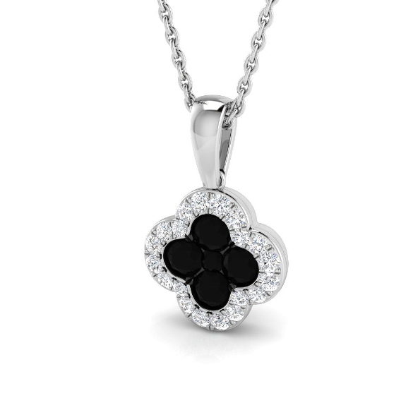 BLACK DIAMOND CLOVER PENDANT NECKLACE