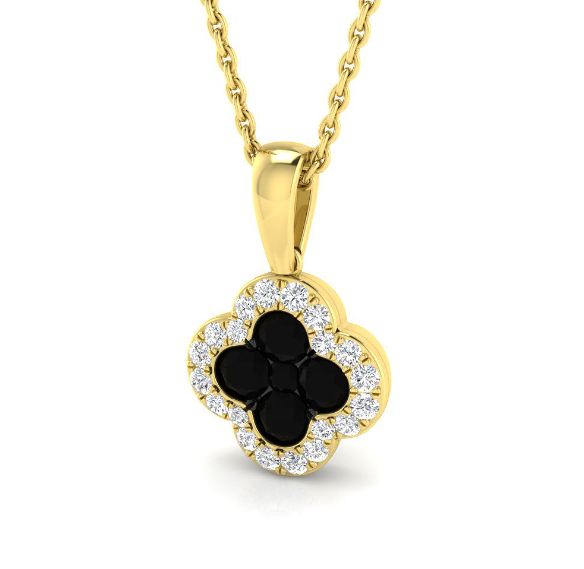 BLACK DIAMOND CLOVER PENDANT NECKLACE