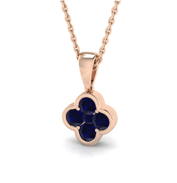 ELEGANT GOLD SAPPHIRE CLOVER NECKLACE