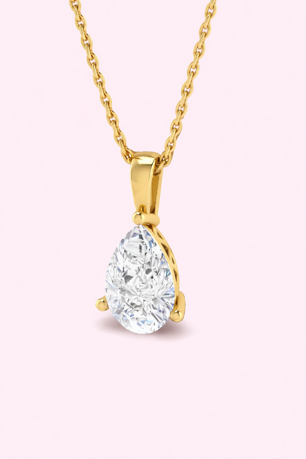 Pear cut lab-grown diamond pendant in yellow and white gold, bespoke fine jewellery by Fogal and Barnes Harrogate UK