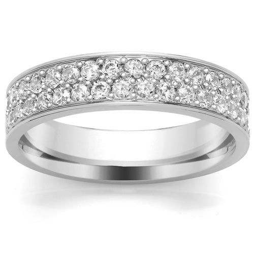 DIAMOND HALF SET DOUBLE ROW WEDDING/ETERNITY RING