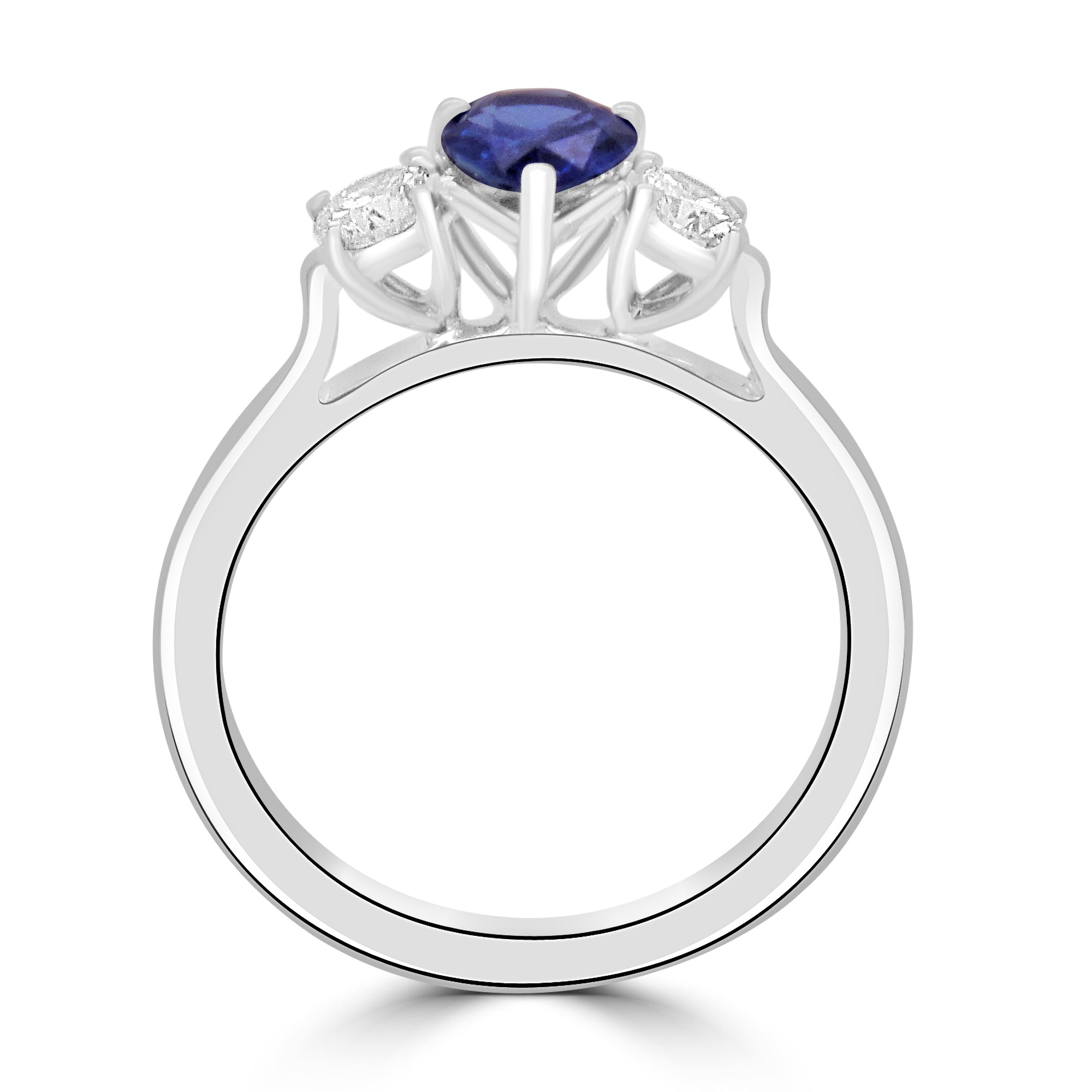 Blue Sapphire Pear Trilogy Engagement Ring Fogal and Barnes Harrogate 