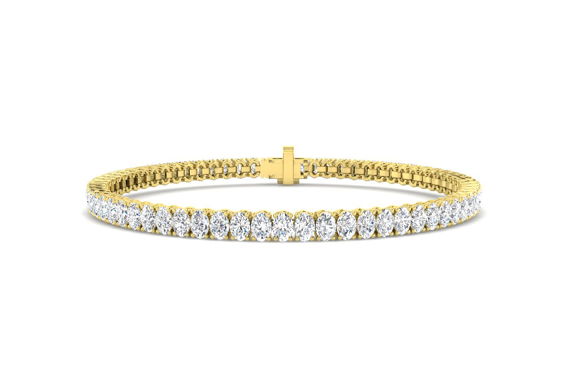 OVAL DIAMOND YELLOW GOLD TENNIS BRACELET