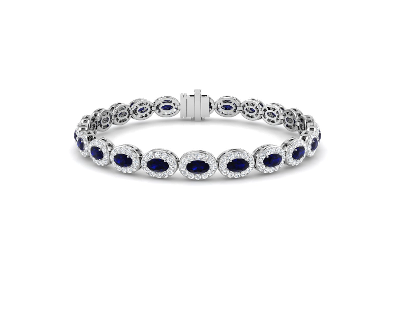 SAPPHIRE AND DIAMOND HALO TENNIS BRACELET