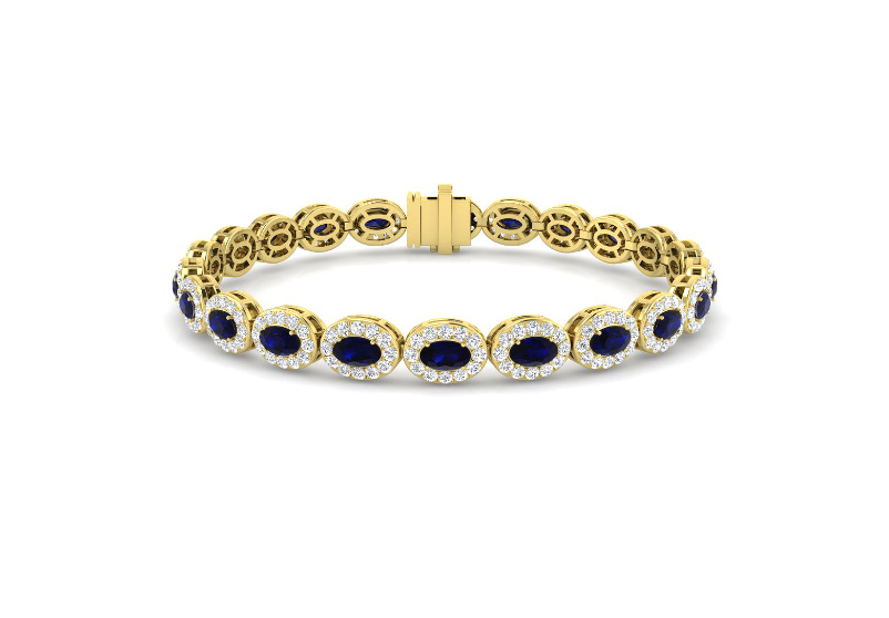 SAPPHIRE AND DIAMOND HALO TENNIS BRACELET