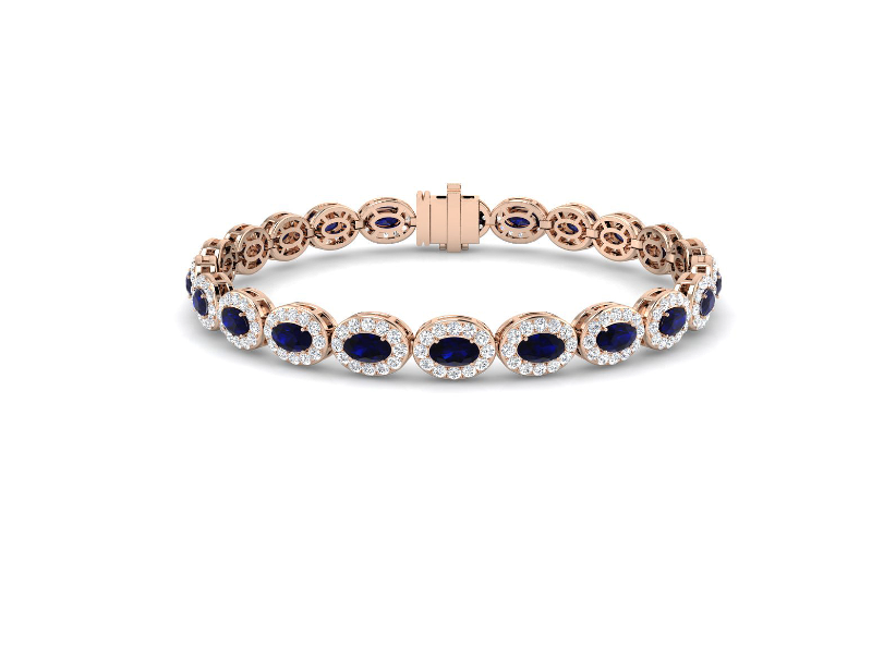 SAPPHIRE AND DIAMOND HALO TENNIS BRACELET