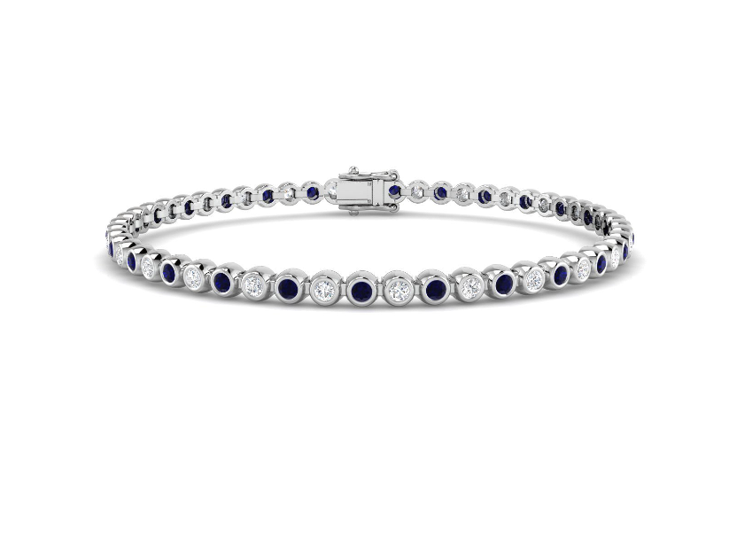 SAPPHIRE AND DIAMOND GOLD TENNIS BRACELET