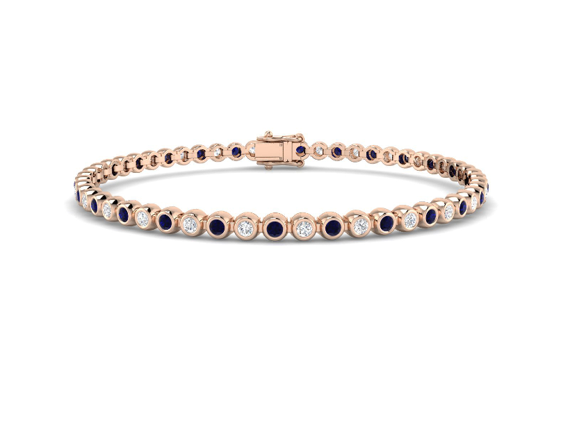 SAPPHIRE AND DIAMOND GOLD TENNIS BRACELET